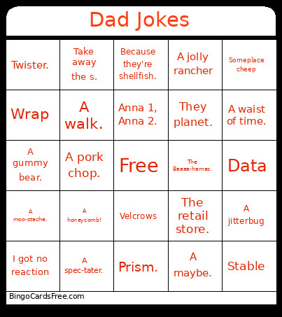 Dad Jokes Bingo Card