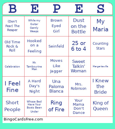 Dad Singo Bingo Card
