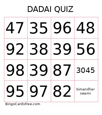 DADAI GNAN  Bingo