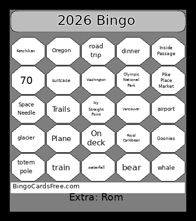Dad's 70th Bingo Card