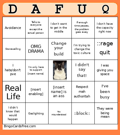 DAFUQ Bingo Card