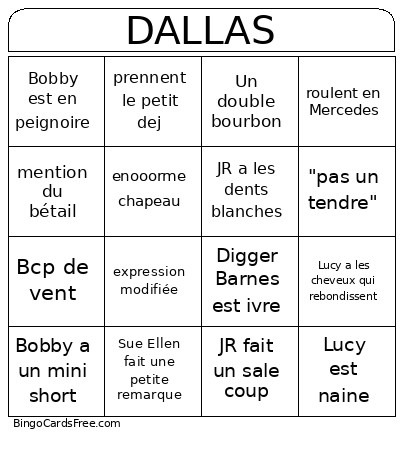 DALLAS Bingo Card