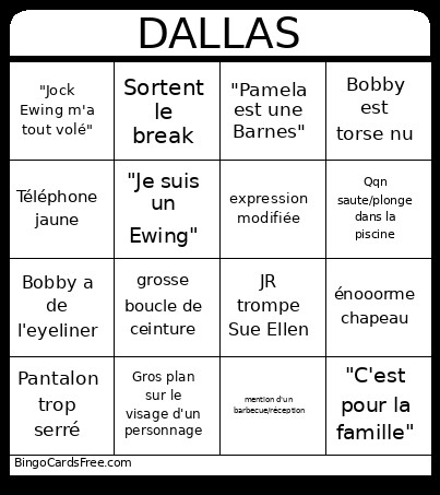DALLAS Bingo Card