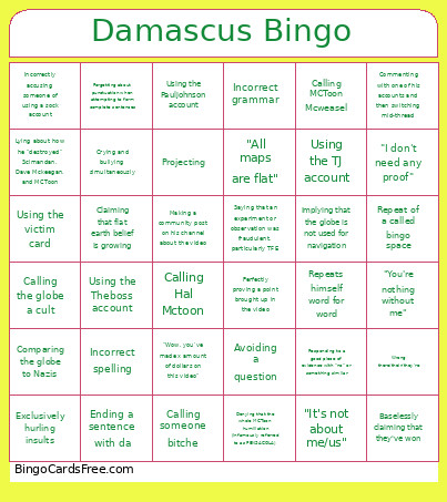 Damascus Bingo Card