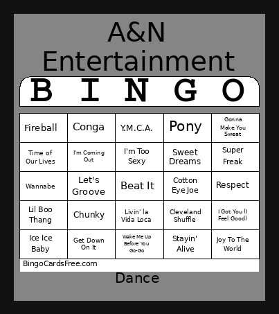 Dance Bingo Card