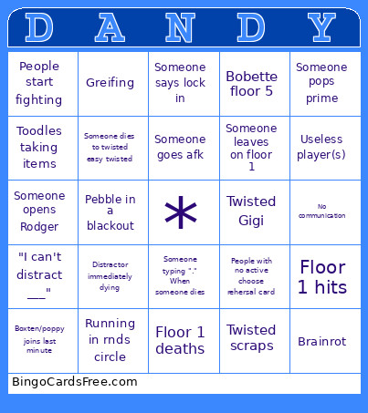 Dandy Bingo Card 2