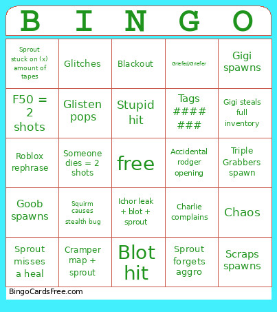 Dandy Drinking Bingo Card