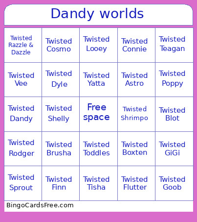 Dandy Worlds Bingo Card