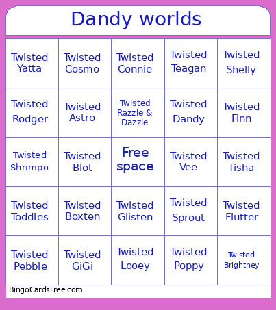 Dandy Worlds Bingo Card