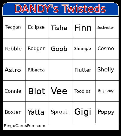 DANDY's Twisteds Bingo Card
