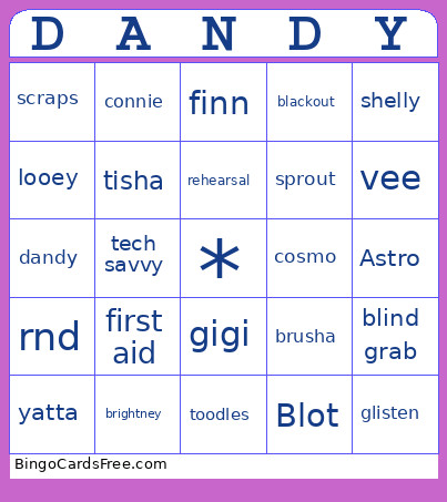 Dandys World Bingo Card