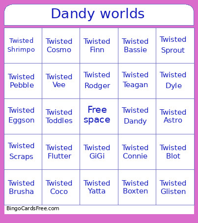 Dandy's World Bingo Card