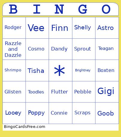Dandys world Bingo Cards Free Pdf Printable Game, Title: BINGO