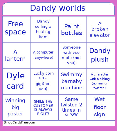 Dandys World For Me And Bestie Bingo Card