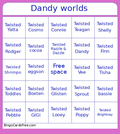 Dandys World Easter Bingo Card