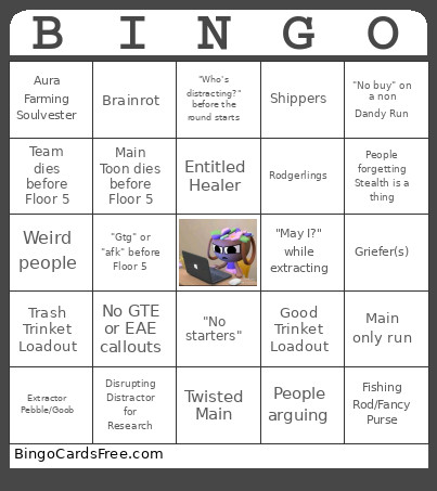 Dandy's World Public Run Bingo Card