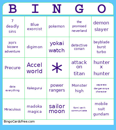 Dangan VAs Bingo Card
