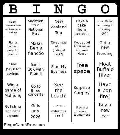 Danielles Bingo Card