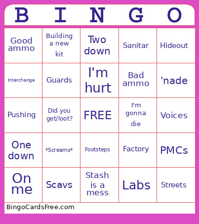 Dan's Tarkov Bingo Card