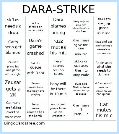 DARA-STRIKE Bingo Card