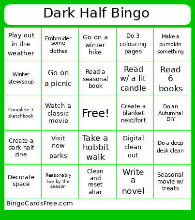 Dark Half Bingo Card
