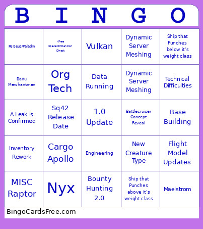 Darksaber Enterprises CitizenCon Direct 2025 Bingo Card
