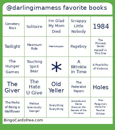 @darlingimamess Favorite Books Bingo Card