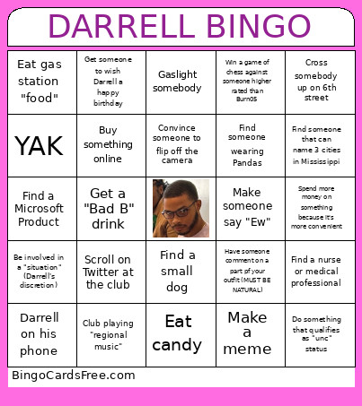 DARRELL Bingo Card