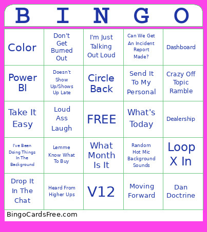 Darrin Bingo Card