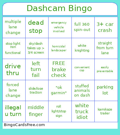 Dashcam Bingo Card 2