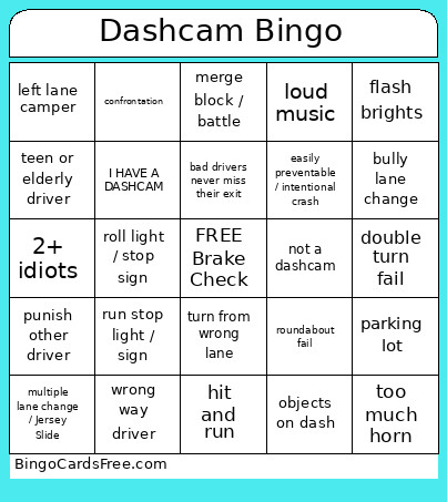 Dashcam Bingo Card 2