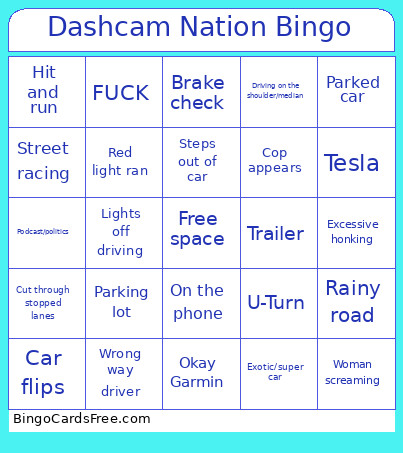 Dashcam Nation Bingo Card 3