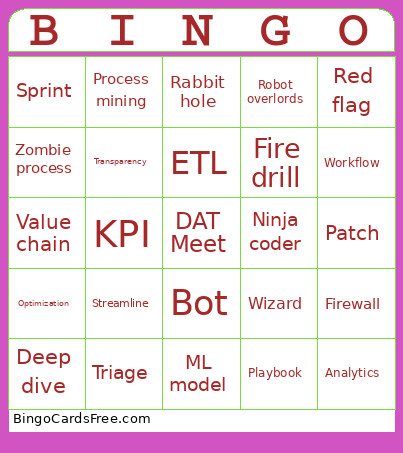 DAT Meet Bingo Card
