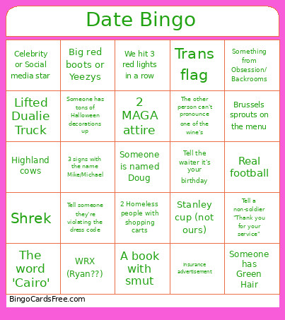 Date 1 Bingo Card