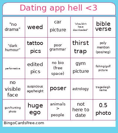 Dating app hell <3 Bingo