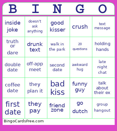 Dating Bingo Card
