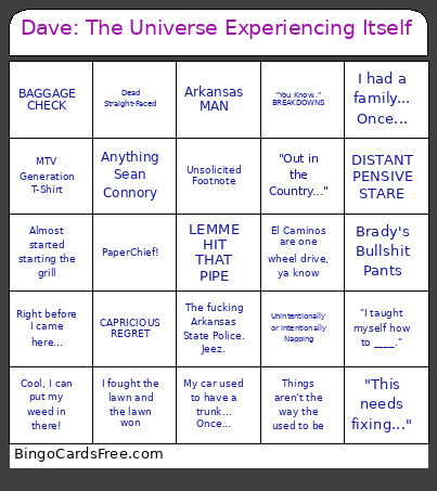 Dave Is The Universe Experiencing Itself Bingo Card