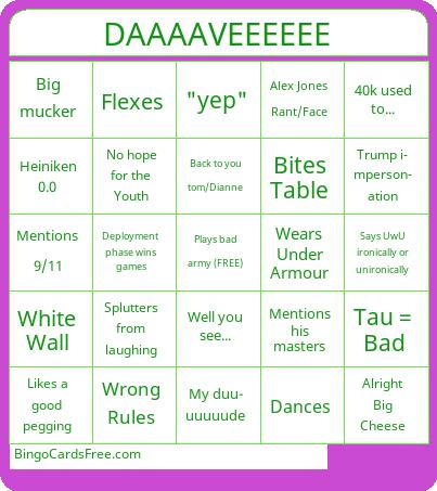 Dave Madness Bingo