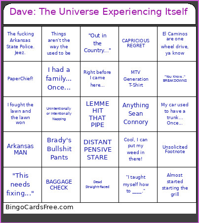 Dave: The Universe Experiencing Itself Bingo Card