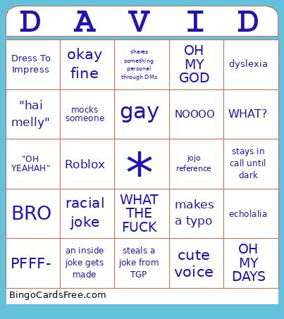David Bingo Card