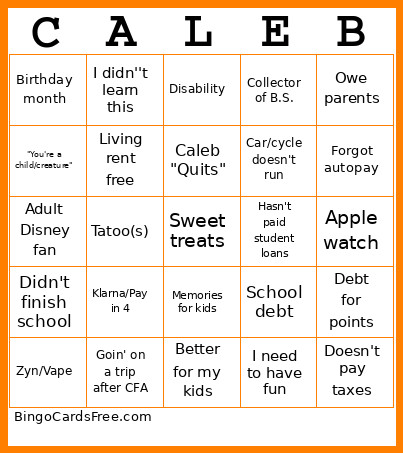Davud Bingo Card