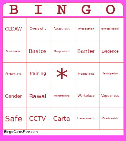 Dawdaw Bingo Card