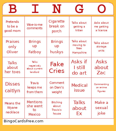 Dawn Bingo Card
