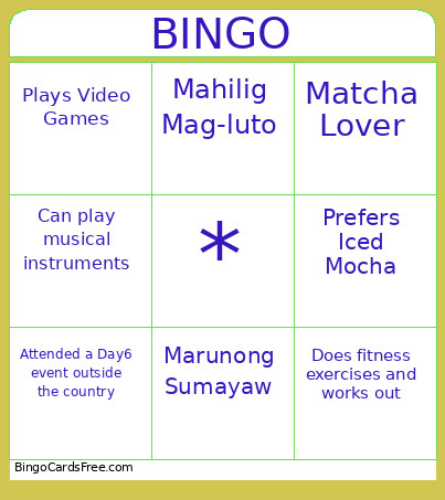 Day6 Test Bingo Card