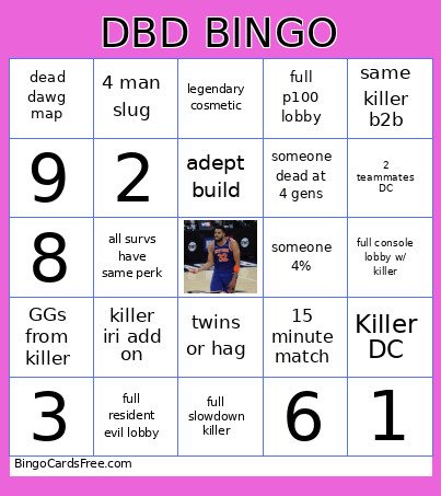 DBD Bingo Card