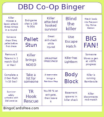 DBD Co-Op Bingo (9.0)