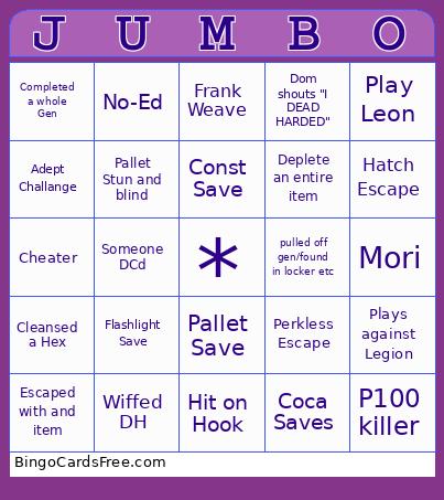 DBD SURVIVOR BINGO