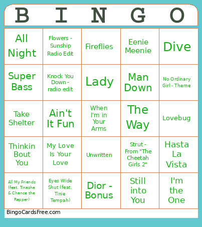 D Bingo Card