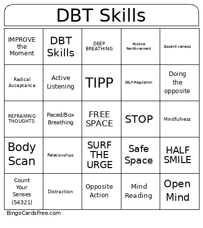 DBT Skills Bingo Card