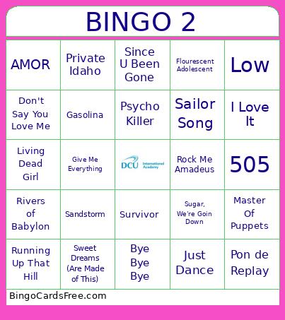 DCU Music Bingo 2